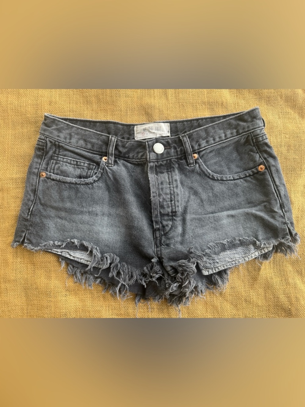 We the free Distressed Grey Denim Cutoff Shorts Size 25 Button fly